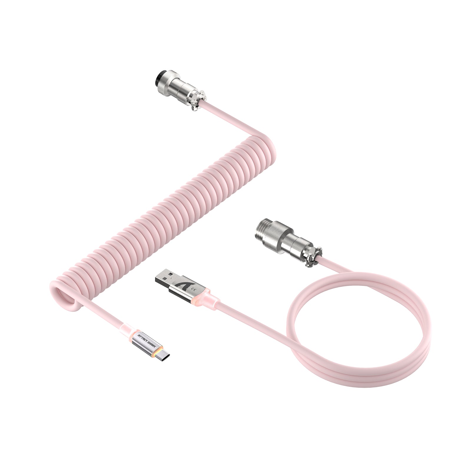 8KHz USB-C アビエーター コイルケーブル | RGB TPU、急速充電対応